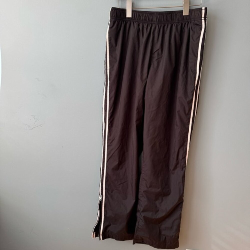 Lands’ End Straight Leg Black Track Rain Pants with Zipper Ankle Black. Medium